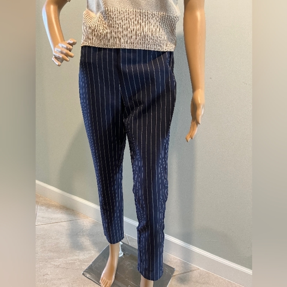 rag‎ & bone Simone White & Navy Pinstripe Ankle Pants   Size 6   NWT